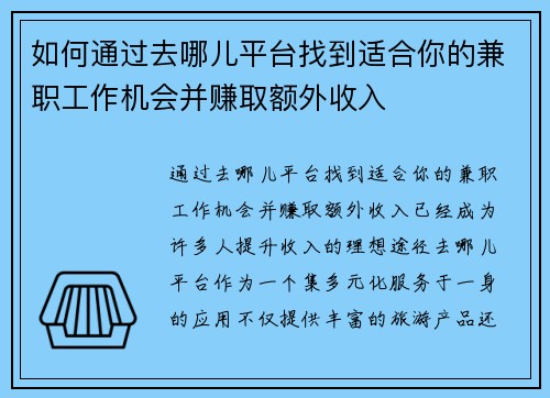 如何通过去哪儿平台找到适合你的兼职工作机会并赚取额外收入